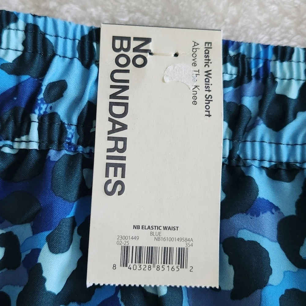 🌊 No Boundaries Men’s Blue Leopard Print Swim Shorts – Size Large (36–38), NWT